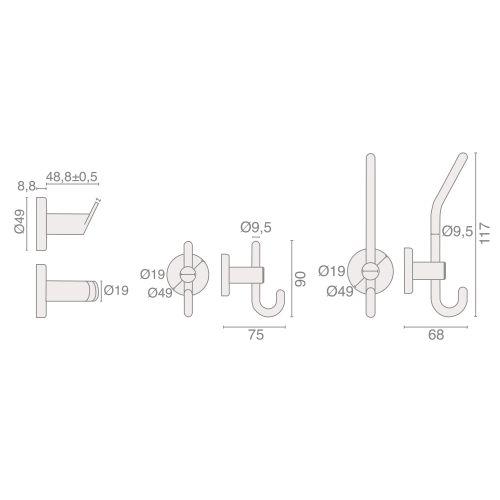 HERACLES B-INOX-PA20 patère PA20 inox brossé
