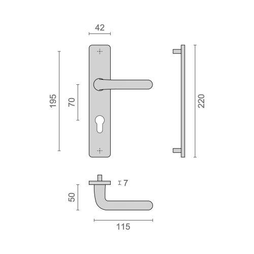 Ensemble double béquille sur plaque clé I(cylindre euro) argent - HERACLES XENIA