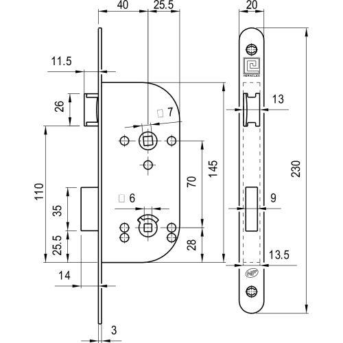 Coffre à larder monopoint Série L400NF - Axe 40 MM - Condamnation - Noir