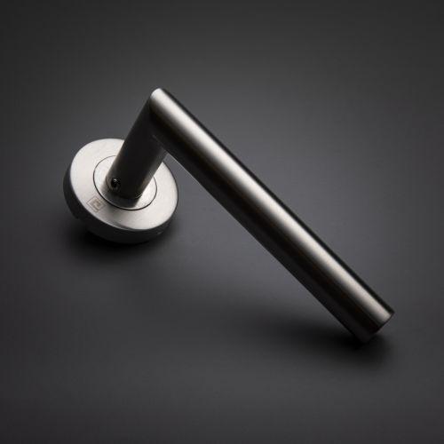 Béquille double sur rosace bec de cane JADE série 1394 - Inox - Droite