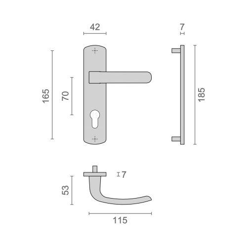 HERACLES B-ELFE-33 Ensemble entraxe 165 mm clé I chromé mat ELFE HOME
