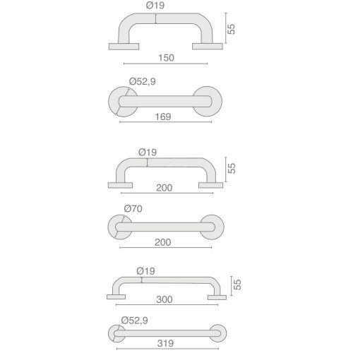 HERACLES B-INOX-BR11 barre tubulaire inox série BR11 19 x 150 mm