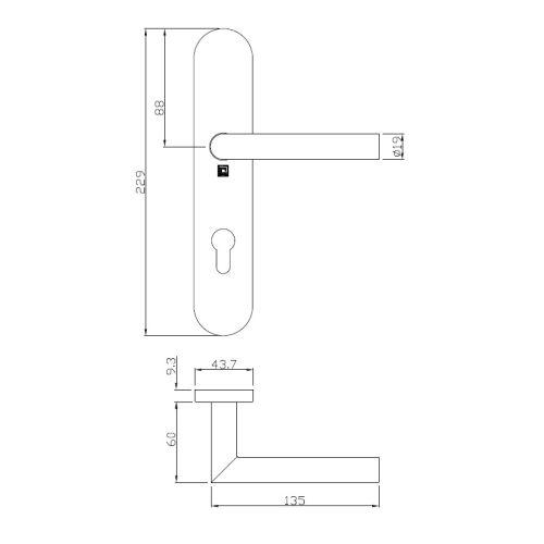Ensemble double bequille sur plaque JADE série 1394 - Clé I - inox