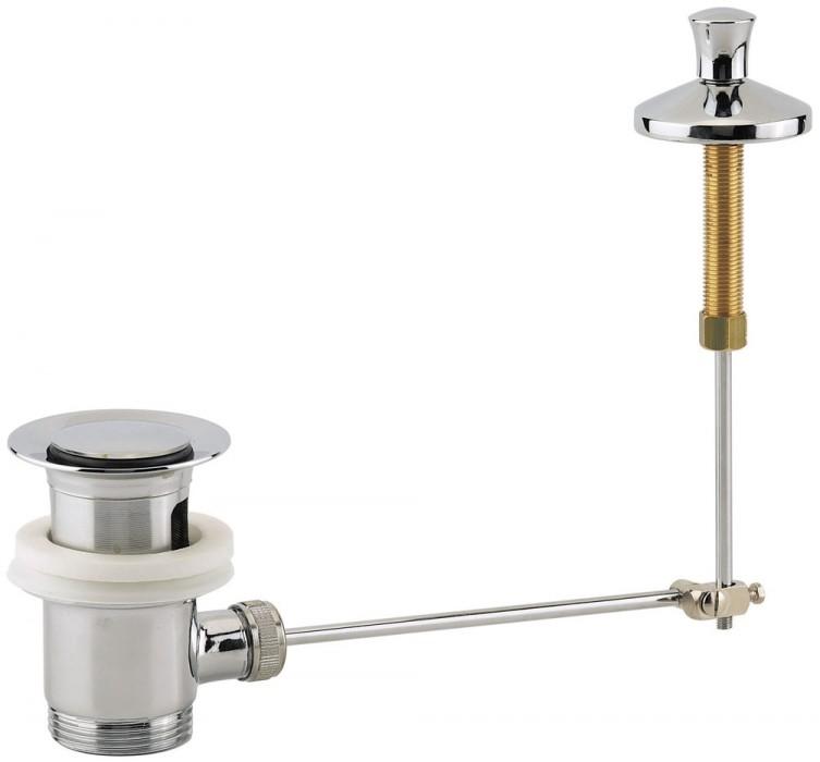 Bonde vissante à clapet avec tirette verticale inox chromé