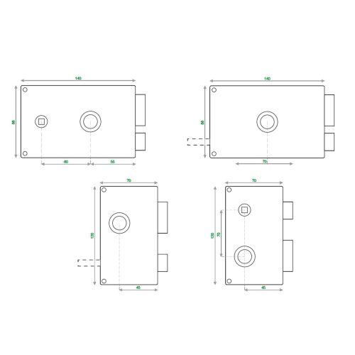 HERACLES MX-4504-Y8C-1 serrure 3 points en applique horizontale à fouillot C45 d
