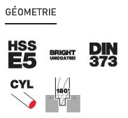 Fraise à lamer 180° HSS-E5 (cobalt 5%)