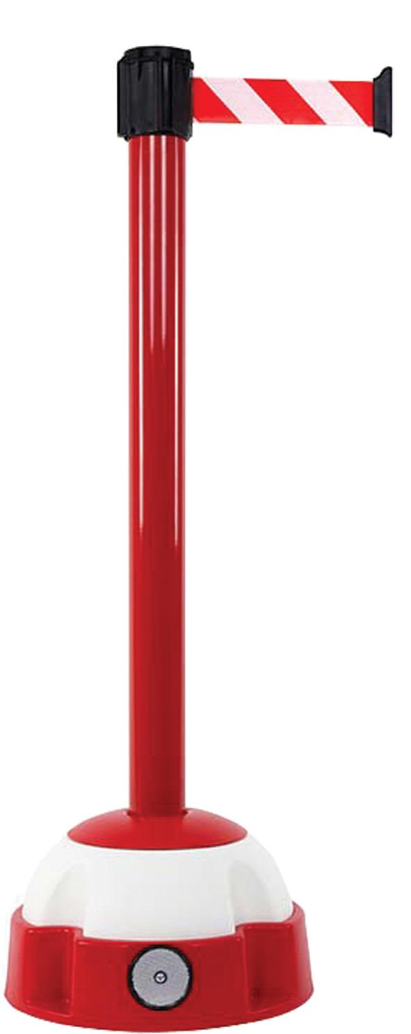 POTEAU ROUGE SUR SOCLE ROUGE/BLANC SANGLE ROUGE