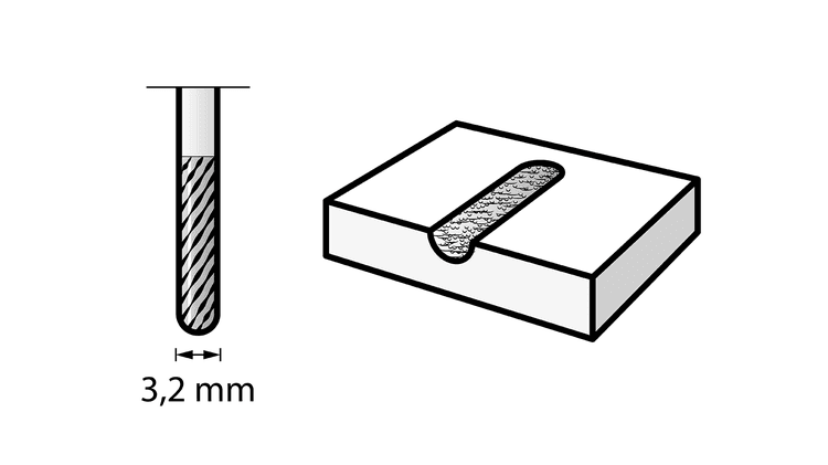 Fraise en carbure de tungstène à bout pointu 3,2 mm (9903)