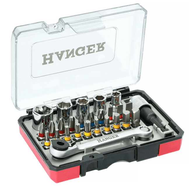 Coffret de douilles 1/4"" + embouts de vissage - 27 pièces - HANGER 250015
