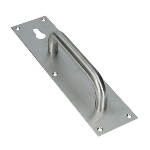 Poignée sur plaque tirage inox brossé - JADE - Inox - Clé I