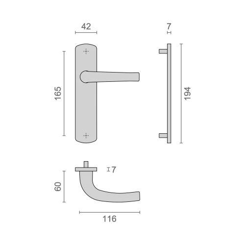 HERACLES B-SALOME-32 ensemble sur plaques entraxe 165 mm bec de cane F9 inox SAL