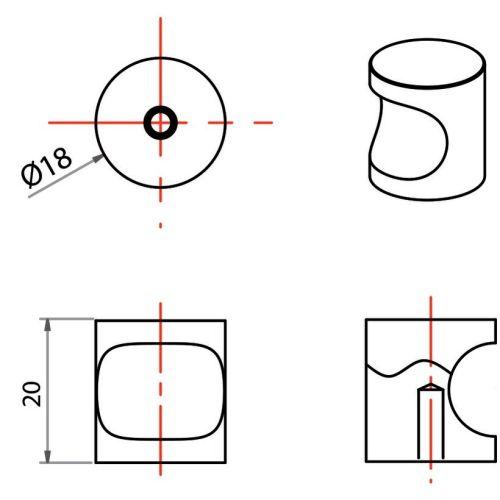 HERACLES AM-BE18-IX bouton à encoche inox diamètre 18 mm JADE