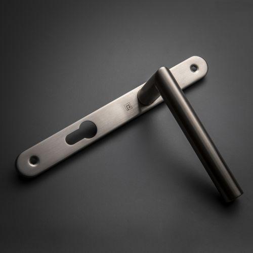 Ensemble double bequille sur plaque JADE série 1394 - Clé I - inox - Etroite