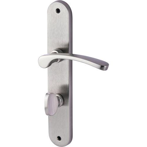 Ensemble double bequille sur plaque MORGAN - Satin nickelé - Condamnation