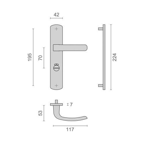 HERACLES B-ELFE-104 ensemble sur plaques entraxe 195 mm palière clé I zamak blan