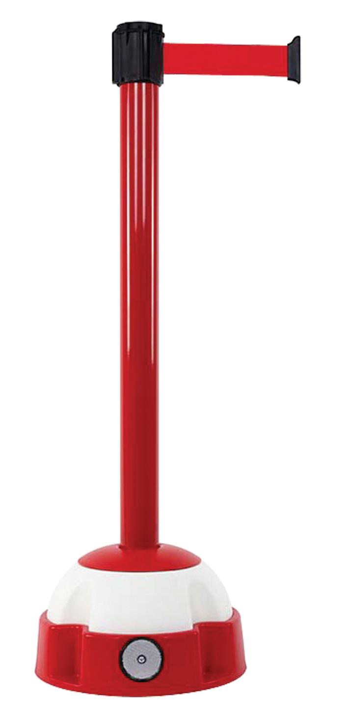 POTEAU ROUGE SUR SOCLE ROUGE/BLANC SANGLE ROUGE