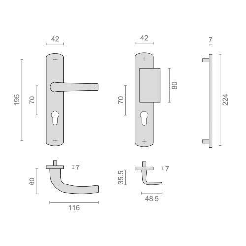 HERACLES B-SALOME-01 ensemble sur plaque entraxe 195 mm bec de cane argent SALOM