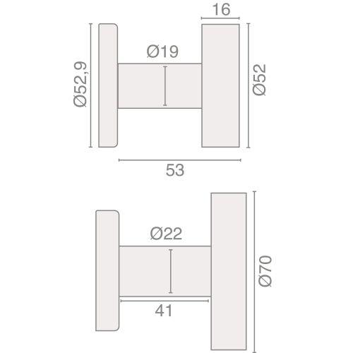 HERACLES B-INOX-BP01 bouton de porte plat D52 inox brossé JADE HOME