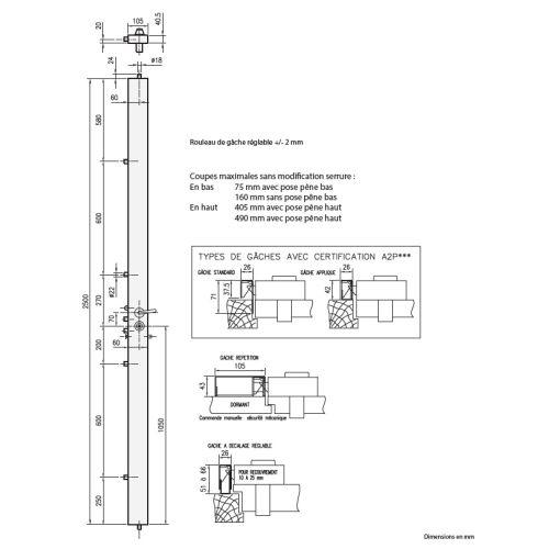 HERACLES VK0710H0204 Serrure carénée SERENIS 710 A2P*** gauche blanche GA avec e