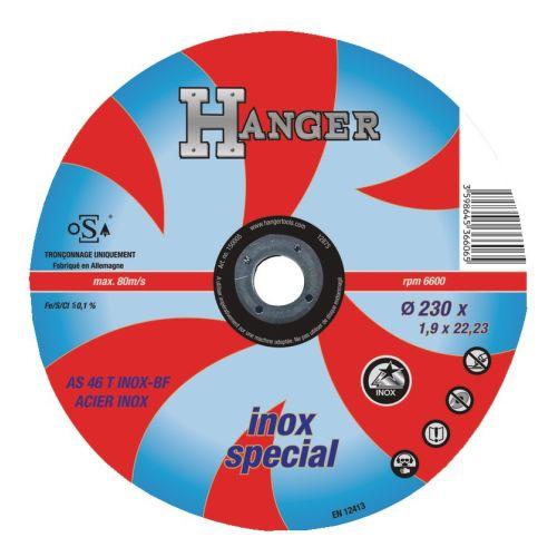 HANGER 150005 disque à tronçonner droit pour inox 230 x 2 mm AS 46 T