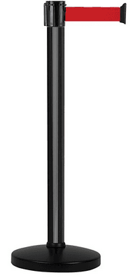 POTEAU NOIR A SANGLE ROUGE