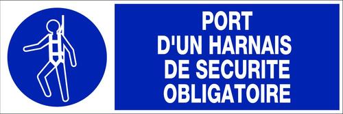 PANNEAU OBLIGATION 450 X 150 PORT D'UN HARNAIS DE SECURITE OBLIGATOIRE