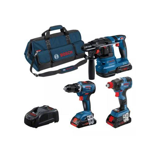 Ensemble de 3 outils 18V Bosch (GSR55/GBH22/ GDX200) - 3 batteries 4Ah - chargeu