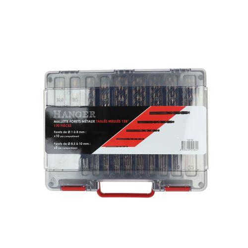 Coffret de 170 forets pour métaux avec pointes affûtées à 135° - HANGER 155195