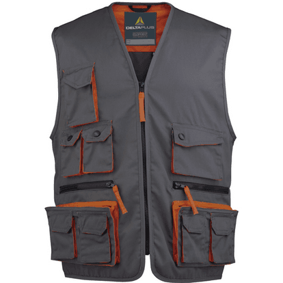 GILET 13 POCHES GRIS/ORANGE
