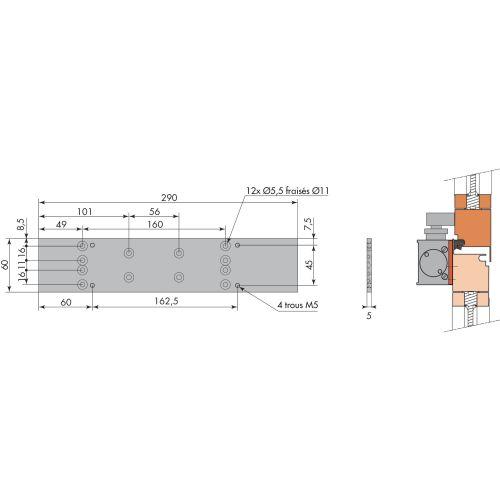 HERACLES HR409001 plaque de support HR400 DIN argent