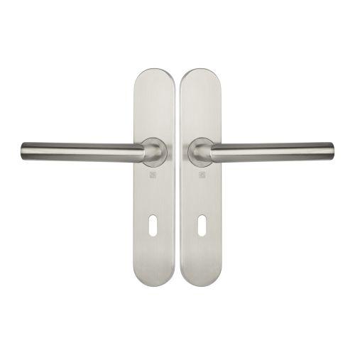 Ensemble double bequille sur plaque JADE série 1394 - Cle L - inox brossé