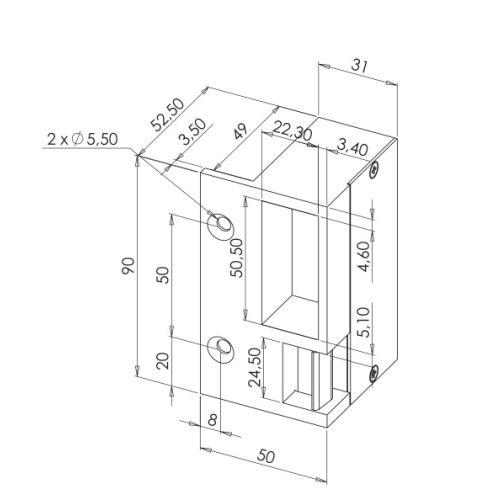 HERACLES 1015D gâche à émission en applique droite 90 mm 12/24 V AC/DC - varista