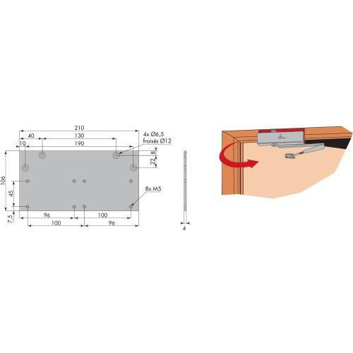 HERACLES G-HRA209805 support plaque HR200 noir droit RAL9005