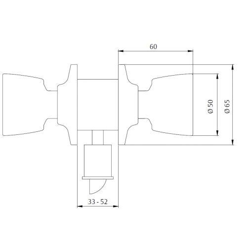 HERACLES HTS3500U0CM serrure tubulaire à axe réglable 60 - 70 mm chromé mat