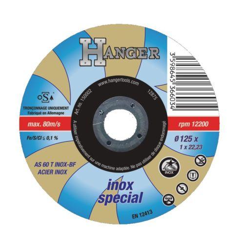 HANGER 150001 disque à tronçonner droit pour inox 115 x 1 mm AS 60 T
