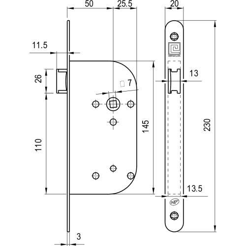Coffre à larder monopoint Série L600-NF - Axe 50 MM - Bec de cane - Blanc