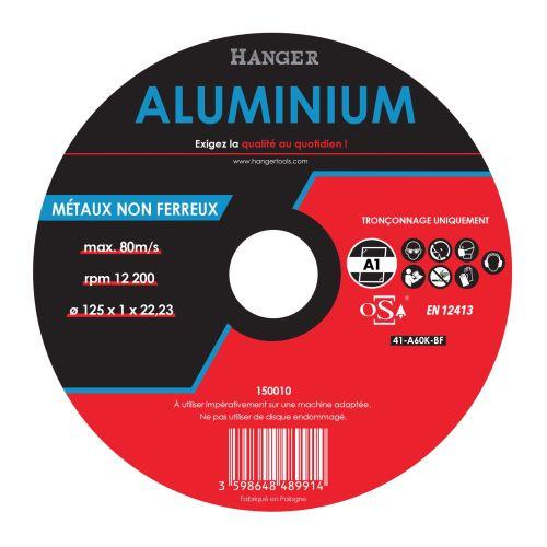 HANGER 150010 disque à tronçonner aluminium 125 x 22,23 x 1 mm plat