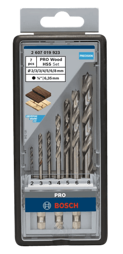 Coffret de forets hélicoïdaux PRO Wood HSS
