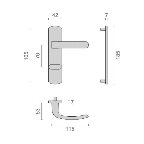 HERACLES B-ELFE-37 ensemble entraxe 165 mm condamnation chromé mat ELFE HOME