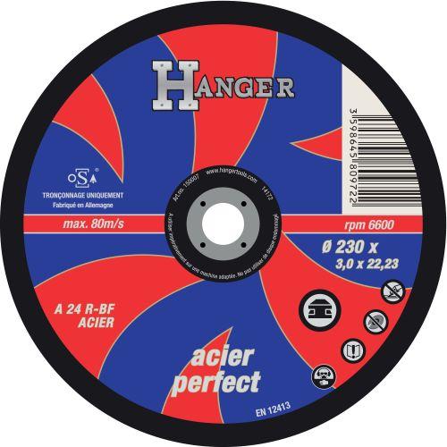 HANGER 150007 disque à tronçonner droit pour acier 230 x 3 mm A 24 R