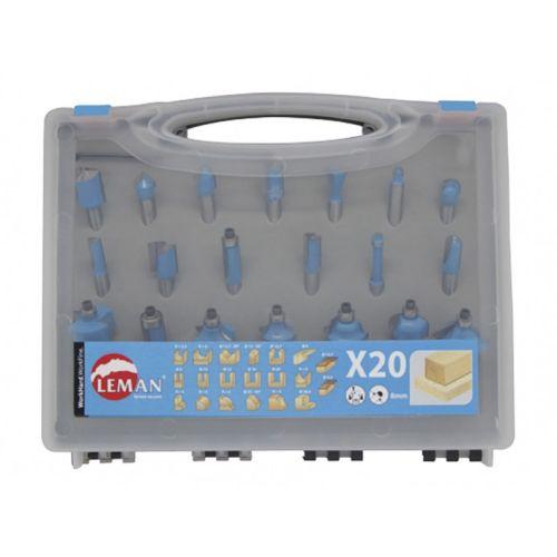 LEMAN 428.700.20 coffret de 20 mèches droites défonceuse DEF 428 20 Q8 mm