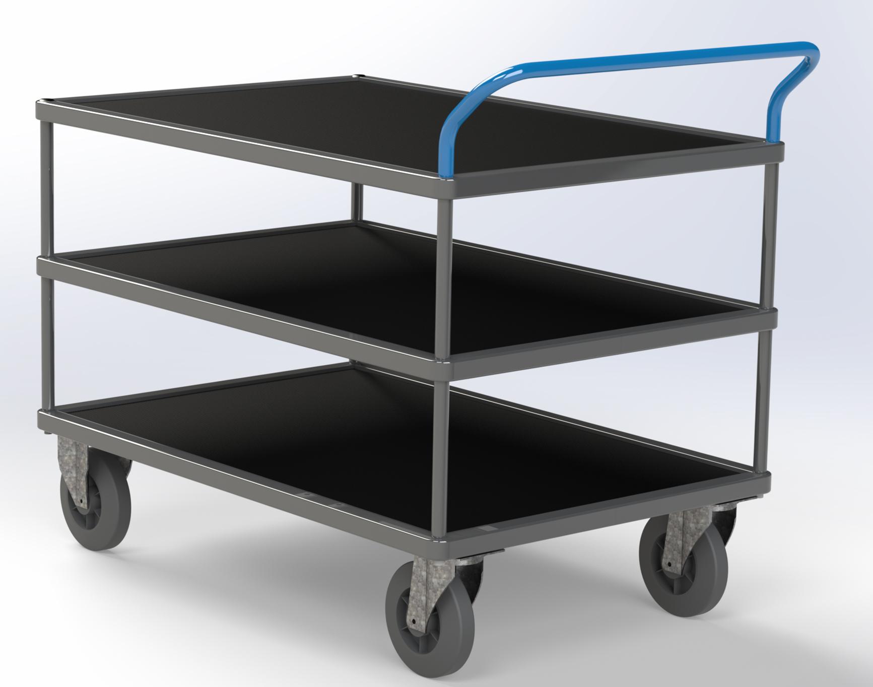 SERVANTE 3 PLATEAUX TOLES + CAOUTCHOUC