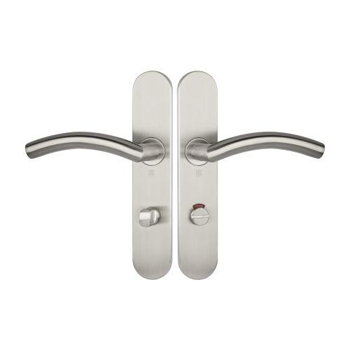 Ensemble double bequille sur plaque JADE série 1494 - voyant- inox brossé