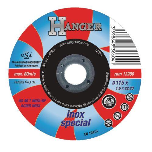 HANGER 150003 disque à tronçonner inox 115 x 1,6 x 22,2 mm AS46