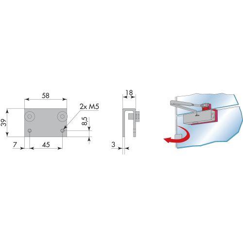 HERACLES G-HRA570301 étrier - patte de bras en acier argenté HR200