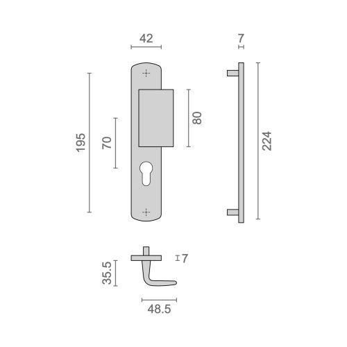 HERACLES B-SALOME-10 ensemble sur plaque entraxe 195 mm palière clé I argent SAL