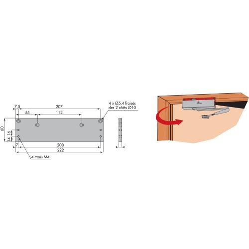 HERACLES G-HRA159300 plaque de support coudée HR150 blanche RAL9016