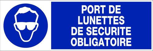 PANNEAU OBLIGATION 450 X 150 PORT DE LUNETTES DE SECURITE OBLIGATOIRE
