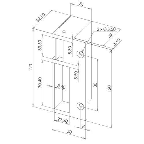 HERACLES PCA-1017I-OR gâche 120 mm