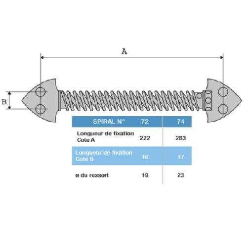 GROOM 174001U ferme-porte à ressort spiral modèle n°74 avec verni diamètre 23 mm